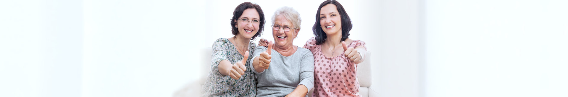 Generations happy family women thumb up